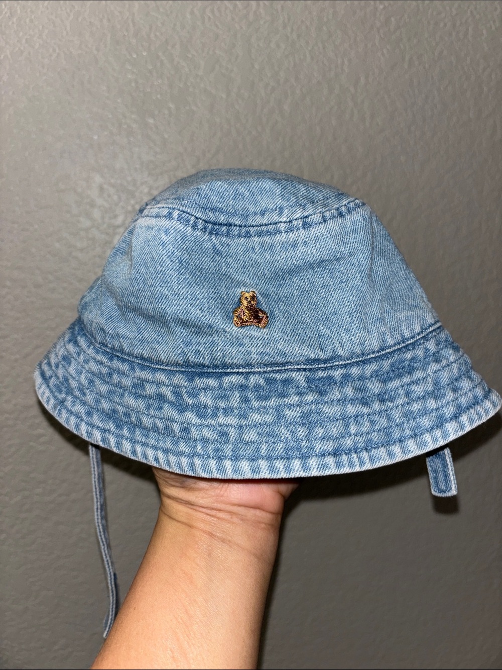 GAP Light Blue Denim Bucket Hat with Teddy Patch
